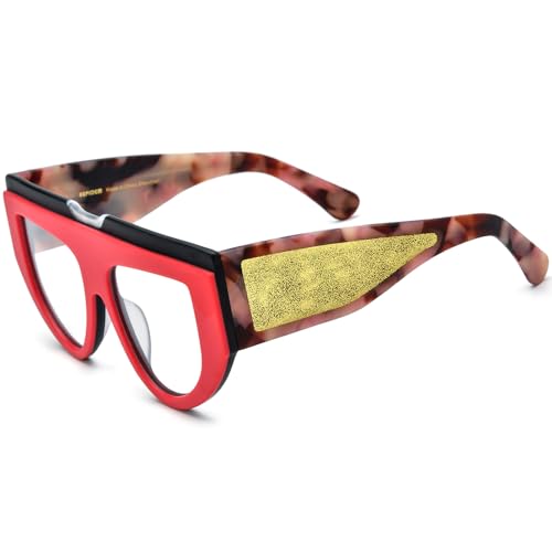 Image of HEPIDEM Multicolor Acetate Glasses Frame Women Oversize Vintage Round Eyeglasses Optical Spectacles 9271