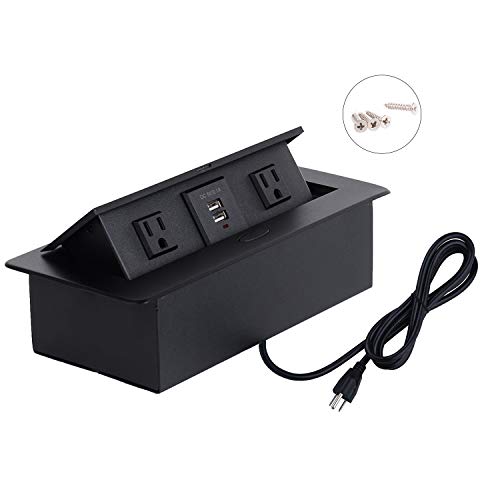 Amazing 🔥 Zeshan Desk Power Outlet Pop up Socket with 2 Power and 2 USB Charger for Office Table Black