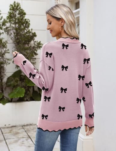 Image of Zeagoo Women's 2026 Fall V Neck Sweater Long Sleeve Lightweight Knit Tops