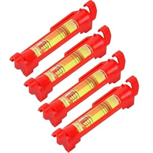 Paquete de 4 Niveles de Burbuja de Cuerda, Mini Niveles de Burbuja Lineales, Niveles de Burbuja Unidimensionales de ABS y AcrÃ­lico para Trabajos de AlbaÃ±ilerÃ­a, FontanerÃ­a, Canalones (Rojo)