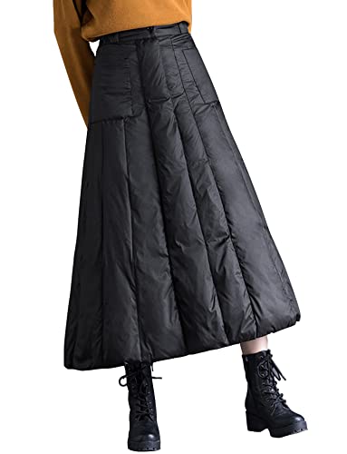 Lucrosun Women's Winter Insulated A Line Down Long Skirts