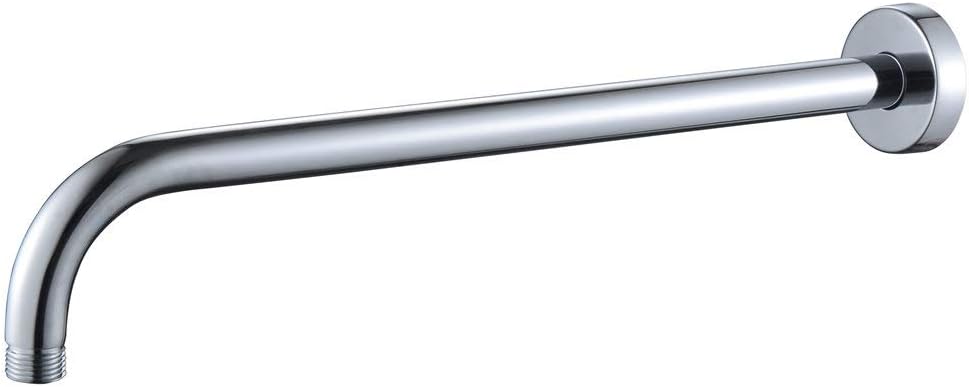 JR 16 Inch Extra Long and Thicken Brass Shower Arm,with Flange Wall Mounted for Rain Shower Head,1/2 Inch NPT Thread(Chrome)
