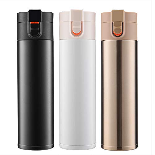 FAPPEN Thermos in acciaio inox 450 ML doppia parete vuoto isolante caraffa termica da viaggio ufficio tè caffè tazza bottiglia thermos bianco