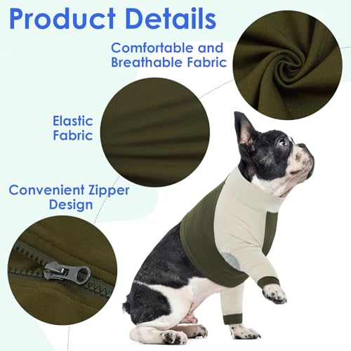 Image of MIGOHI Dog Recovery Suit with Elbow Protector, Dog Front Leg Sleeve to Stop Licking with Zipper, Injuired Leg Wounds, Green, 3XL