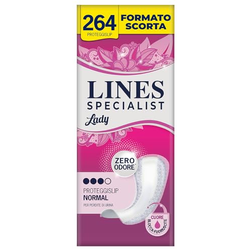 Lines Specialist Lady - Protector de calzoncillos para incontinencia de mujer, ultrafino y cero olor, tamaño de repuesto, 12 paquetes de 22 unidades