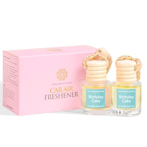 Image of Hanging Car Air Freshener, Long Lasting Essential Oil Diffuser, Non-Toxic New Car Scent, Cute Car Fresheners for Women, 2 Pack Made in USA