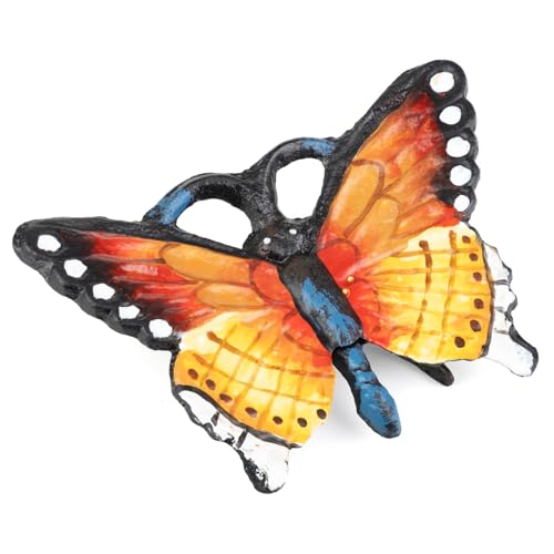 Moritz Schmetterling Figur Gusseisen bunt bemalt 12x8,5x3,8 cm - Dekofigur Garten Tierfigur Vintage Eisen Schmetterlings-Deko handbemalt wetterfest rustikal Landhausstil