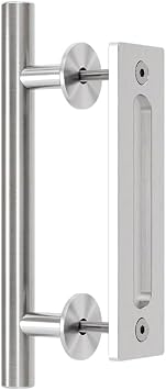12/30CM Sliding Barn Door Handle Double Sided Pull and Flush Barn Door Embedded Invisible Stainless Steel