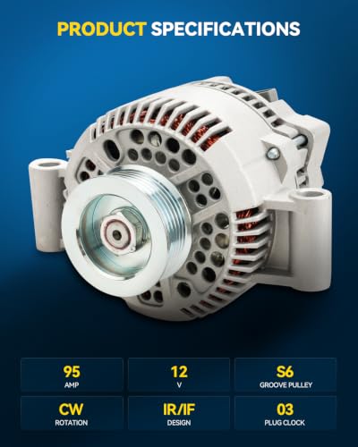 Image of PHILTOP New Alternator Fit for 96-05 Ford Ranger, 97-02 F150 /Escort, 95-00 Explorer, 98-05 Mazda B3000, 97-02 E150 /E250 Econoline, 98-01 B2500, 96-03 B4000 7750N-6G1 12V 95Amp CW 6-Groove Pulley | Fits 1996-2005 Ford Ranger V6 3.0L, 1998-2005 Mazda B3000 V6 3.0L, Replacement OE F6PZ10346LARM2, 7750C, 7750, 1F2018300