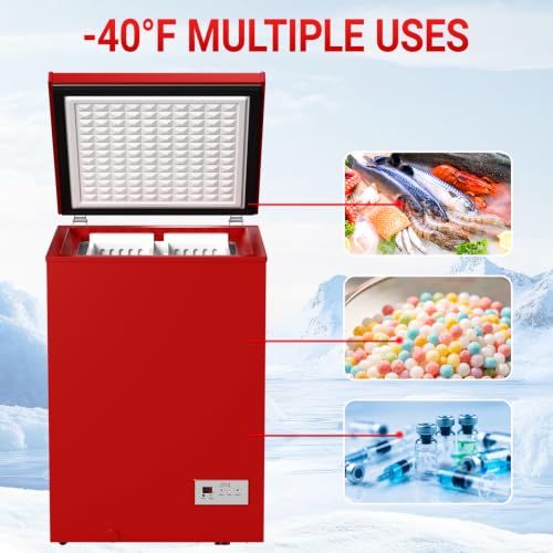 Image of Low temperature Chest Freezer - 3.5 Cu Ft with 2 Removable Baskets - Reach In Freezer Chest 14℉ to -40℉ Match Day Parties, Home Bar Game Day &Soccer Party