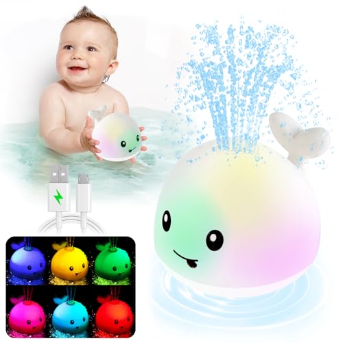 Image of ANGGIKO Baby Bath Toys, Toddler Bath Toys for Kids Ages 1-3, Valentines Day Gifts for Babies, 1 2 3 Year Boy Girl Gifts Baby Toy 6-12-18 Months Light Up Whale Bath Toy Sprinkler Bathtub Pool Water Toy