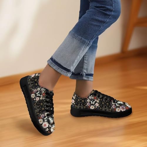 Women's Lace up Low Top Canvas Shoes Low Top Sneakers Fashion Casual Sneakers with Arch Support Comfy Flats 5.5-13.54