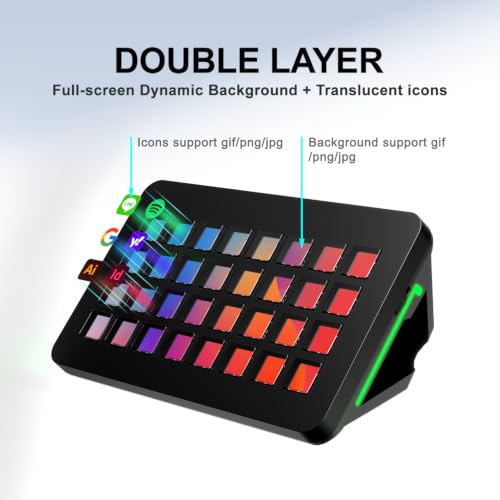 TreasLin/VSDinside XL Streaming Deck & Macro Keypad – 32 Customizable Keys with Scroll Wheels + RGB Light, Programmable Shortcut Keyboard for Gamers Creators Work on OBS Twitch Zoom Teams PS Excel — view 3