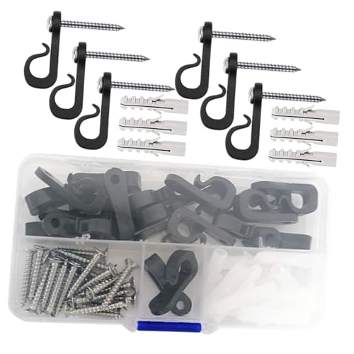 ifundom 1 Box Light Hanger Hooks with Self Tapping Screws and Expansion Tubes for Outdoor String Lights Wind Chimes and Hanging Plants Design