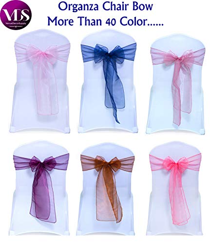 Vds Pack Of 100 | Burgundy | Organza Chair Sashes Crystal Sheer Tulle Dining Chair Bows Tie Ribbon For Wedding Birthday Graduation Engagement Ceremony Event Party Banquet Venue Hotel Decoration #TOP7