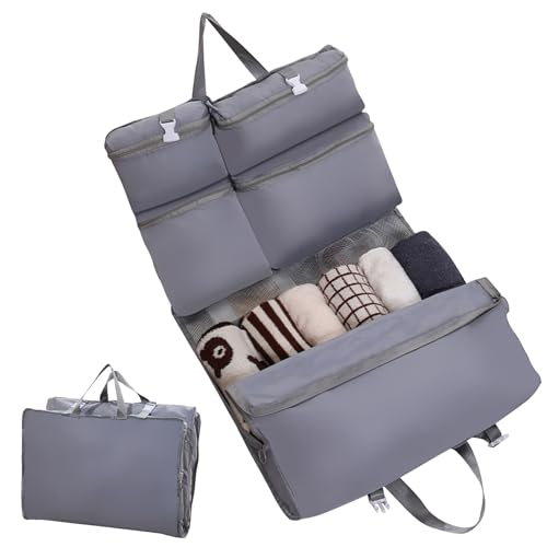 Suitcase Bag, Duffle for Travel, Lightweight Rolling Compression Organizer, Perfect Packing Solution Airplanes, Traveling, Women, Men, Workout, Clothing, Gym, and Trips, gris, Se référer au descriptif