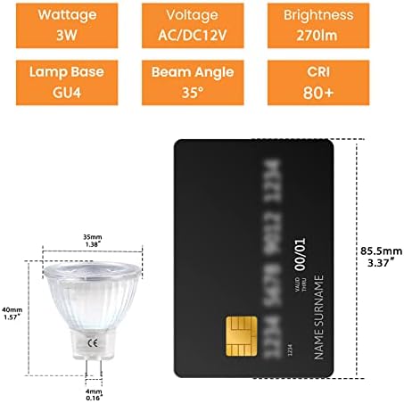 DoRight 3W MR11 LED Bulb Warm White 3000K 12V GU4 Spotlight Bulbs 2 Pin Base Equivalent 25W Halogen Lamp for Recessed, Landscape, Track Lighting Pack of 5