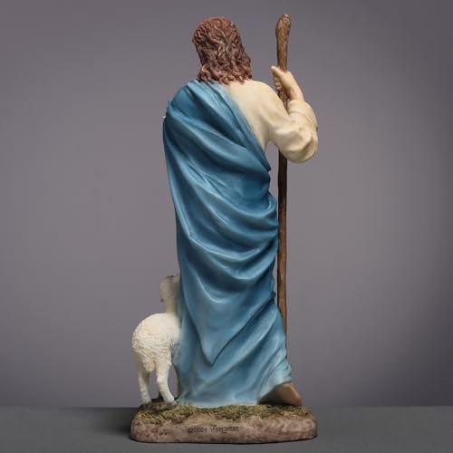 Figura decorativa Jesús el Pastor en resina pintada a mano miniatura 5