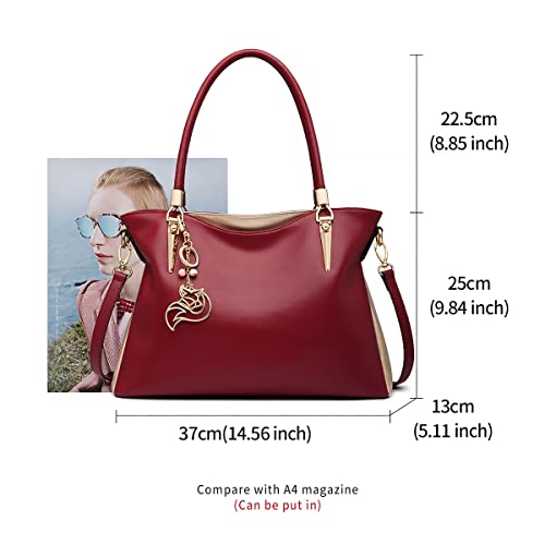 Image of FOXLOVER Soft Genuine Leather Medium Purses for Women Tote Bag Handbags with Top-handles Shoulder Satchel Purse