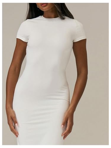 Floerns Women's Short Sleeve T Shirts Dress Crew Neck Basic Bodycon Long Dresses4