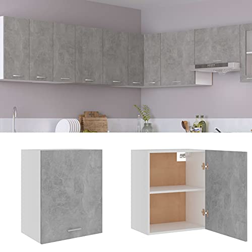 Mogou Hängeschrank, Küchenhängeschränke, Küchenschrank Hängend, Wall Cabinet, Oberschrank, Wandschrank Küche, Betongrau 50x31x60 cm Spanplatte - Image 3