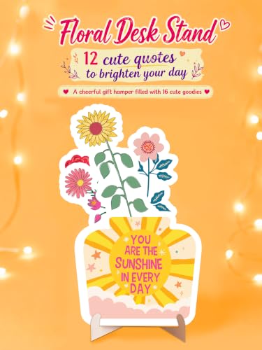 Image of Doodle Magic Moments Gift Hamper for Girls | 16 Cute Goodies with Notebook, Tote Bag, Floral Desk Stand, Stickers, Photo Frame, Scented Candle, Magnets, Key Ring, Pen, Thoughtful Card, Notecards & Chit Pad | Ready-to-Gift Birthday Hamper