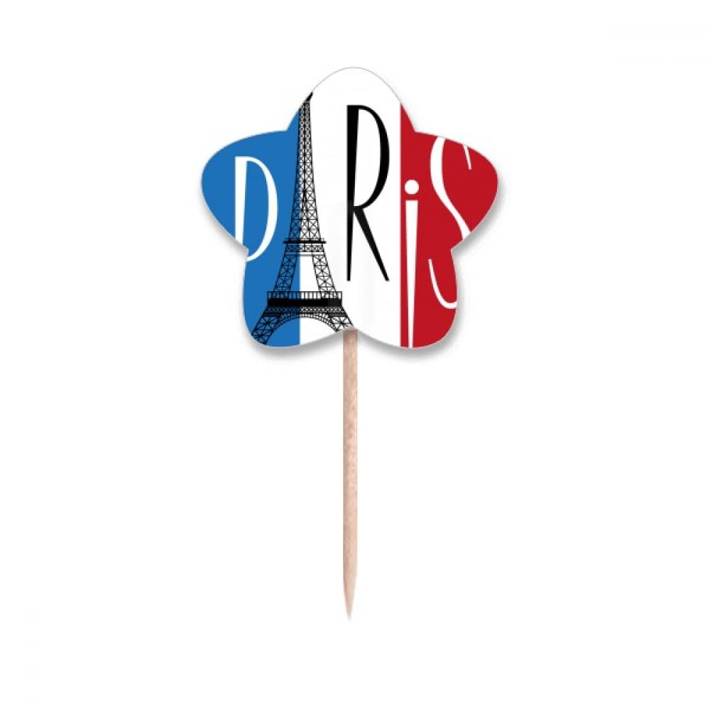 Piques à cupcakes drapeau France et Tour Eiffel pour décoration de table de fête parisienne