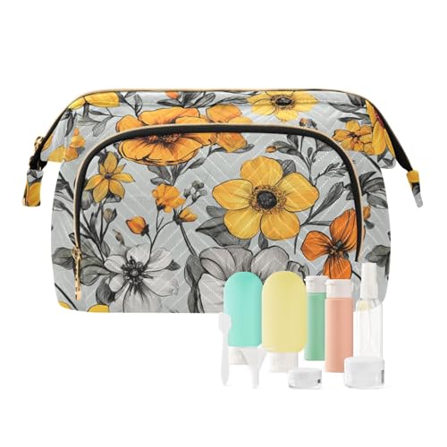 Beauty case con fiori estivi farfalle per cosmetici grandi borse cosmetiche borsa per cambio 18 1 size argento rosa