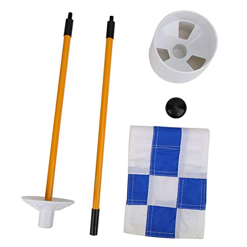 NDNCZDHC Golf Flag, Removable Flagpole Set, Golf Practicing Accessory, Flag with Blue White Grid, Golf Flagstick, Golf Party Decorations