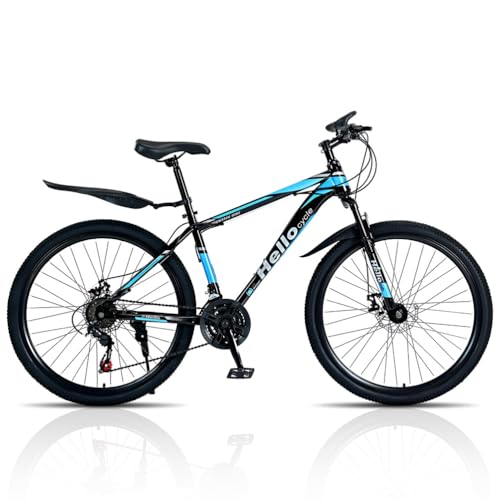 CUIOT 自転車 マウンテンバイク 24 26 27.5インチ 21段変速 MTB ディスクブレーキ クロスバイク 軽量 超高炭素鋼フレーム サスペンション ディスクブレーキ 前後泥除け完備 男女兼用 荒野越え 通勤 通学 旅行 街乗り サイクリング,ブ