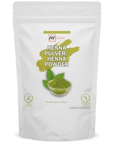 mGanna Polvo de henna 100 % natural de Lawsonia Inermis para teñir y teñir el cabello, 0,50 libras/227 g
