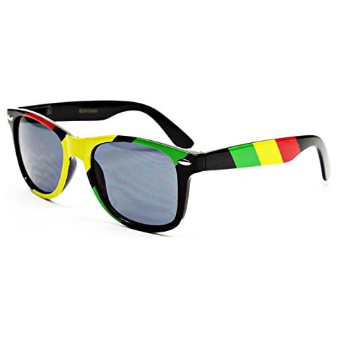 Dweebzilla Rasta Stripes Square Sunglasses Jamaican Colors, Black, Green, Yellow, Red, One Size Fits Most Cover