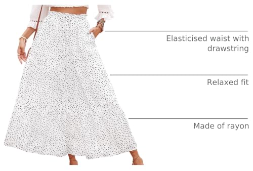 Image of ZESICA Women's 2026 Summer Bohemian Floral Printed Elastic Waist A Line Maxi Skirt with Pockets