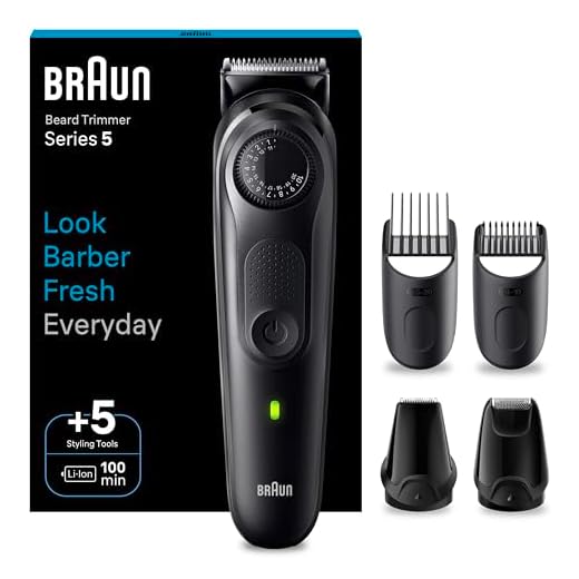Braun Series 5 Barttrimmer, Trimmer/Haarschneider Herren, Haarschneidemaschine mit ultrascharfer Klinge, 40 Längeneinstellungen, Tasche, 100 Min. kabellose Laufzeit, wasserdicht, Geschenk Mann, BT5430