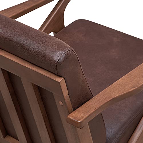 Omax Decor Zola Mid Century Modern Accent Chair Arm Chair, Living Room Furniture, Brown/Walnut #TOP3