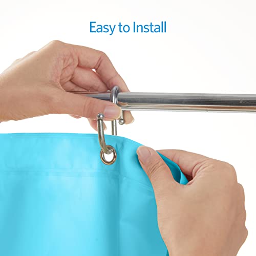 Image of EHZNZIE Aqua Shower Curtain Liner 72x72, PEVA Waterproof Bath Curtain, No Chemical Smell, 3 Weighted Magnets, Durable with Rustproof Metal Grommets