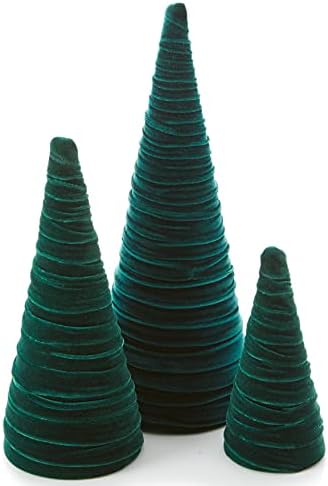Set of 3 Velvet Trees, Shelf Decor, Farmhouse Home Decorations, Tree Figurines(Emerald)