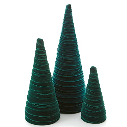 Image of Your Heart's Content Emerald Velvet Trees Set of 3, (Emerald)