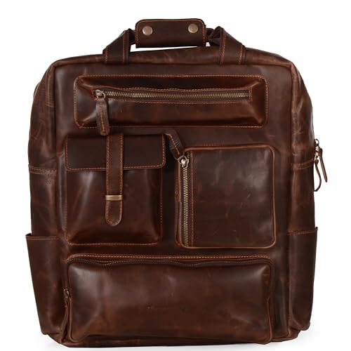 Handmade Genuine Leather Backpack for Men, Brown Vintage Laptop Bag, Work & Travel Rucksack Backpack Unisex