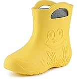  Ladeheid Eva Kinder Jungen Mädchen Gummistiefel Regenschuhe gefüttert LA-CA-03 (Gelb/Grau, 22/23 EU)