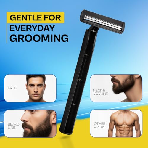 Image of SUPER-X Daily Shaving Razor for Men | Pack of 5 |Twin Blade Disposable Razor with Protective Cover | Smooth & Comfortable Daily Shave | Anti-Slip Handle