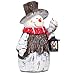 Mark Feldstein & Associates Woodsy Snowman with Lantern LED Light Up 17 Inch Resin Stone Door Greeter Figurine