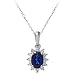 Produktbild Naava Damen-Anhänger 9 K runder 0,25 ct Saphir und Diamant ovaler Cluster + 46 cm Kette 375 Weißgold rhodiniert blau Ovalschliff