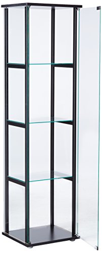 4-Shelf Glass Curio Cabinet Black and Clear - Thumbnail 3