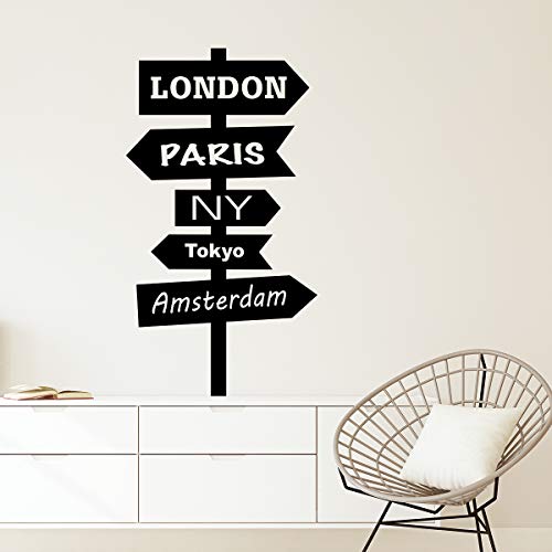 Ambiance Stickers Sticker Mural - Signe de Villes - 100 x 55cm - Noir
