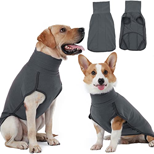 Hjyokuso Dog Jumper Dog Fleece Vest Sweater Stretch Sweatshirt, Warm & Lightweight Pullover Pajama Dog Coat, Autumn Winter Cold Weather Puppy Clothes Jacket for Small Medium Large Dogs (Black L)