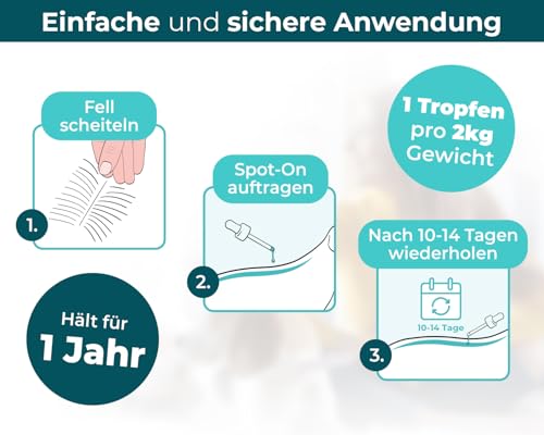 Spot On für Hunde Zecken- und Floh Schutz, Effektiver Zeckenschutz für den Hund, 3 Monate Langzeitwirkung gegen Zecken im Jahresvorrat für alle Hundegrößen