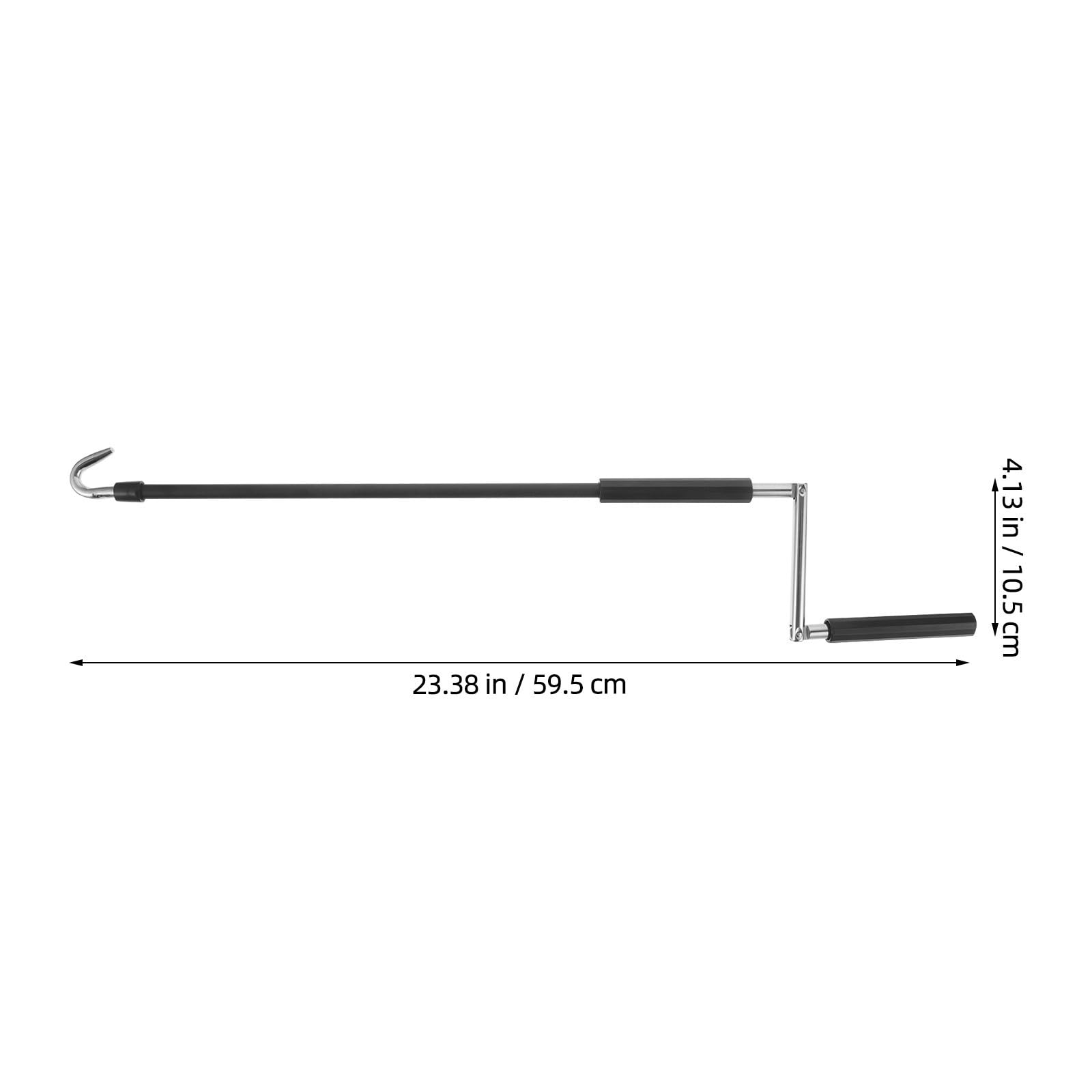 POPETPOP Manivelle Store Banne, Baguette à Manivelle en Fer Noir 59,5cm, Mécanisme Fluide pour Pergolas et Gazebos, Remplacement Pratique