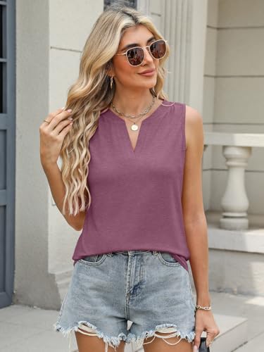 Tank Tops for Women Over 50: Your Complete Guide to Flattering, Comfortable Styles 21 TICTICMIMI Women's Casual Sleeveless Shirts V Neck Tank Tops Summer Blouse Mulberry