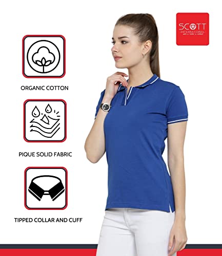 Image of Scott International Women's Regular Fit 100% Pure Organic Cotton Polo T-Shirt | Womens Polo Collar Neck T-Shirt | Cotton Plain Polo Neck Half Sleeve T-Shirt | Tshirts for Women